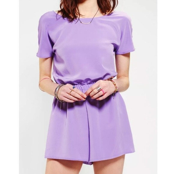 One & Only x Urban Renewal Open Back Romper Blue S - Picture 2 of 12